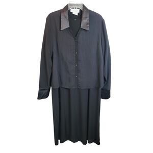 VTG Nancy Michaels Black Pintuck Business Dress & Pleated Shirt Women's 18P